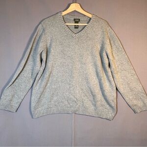 L.L. Bean Gray V-Neck Sweater 100% Cotton Pullover Women’s XL Classic Preppy